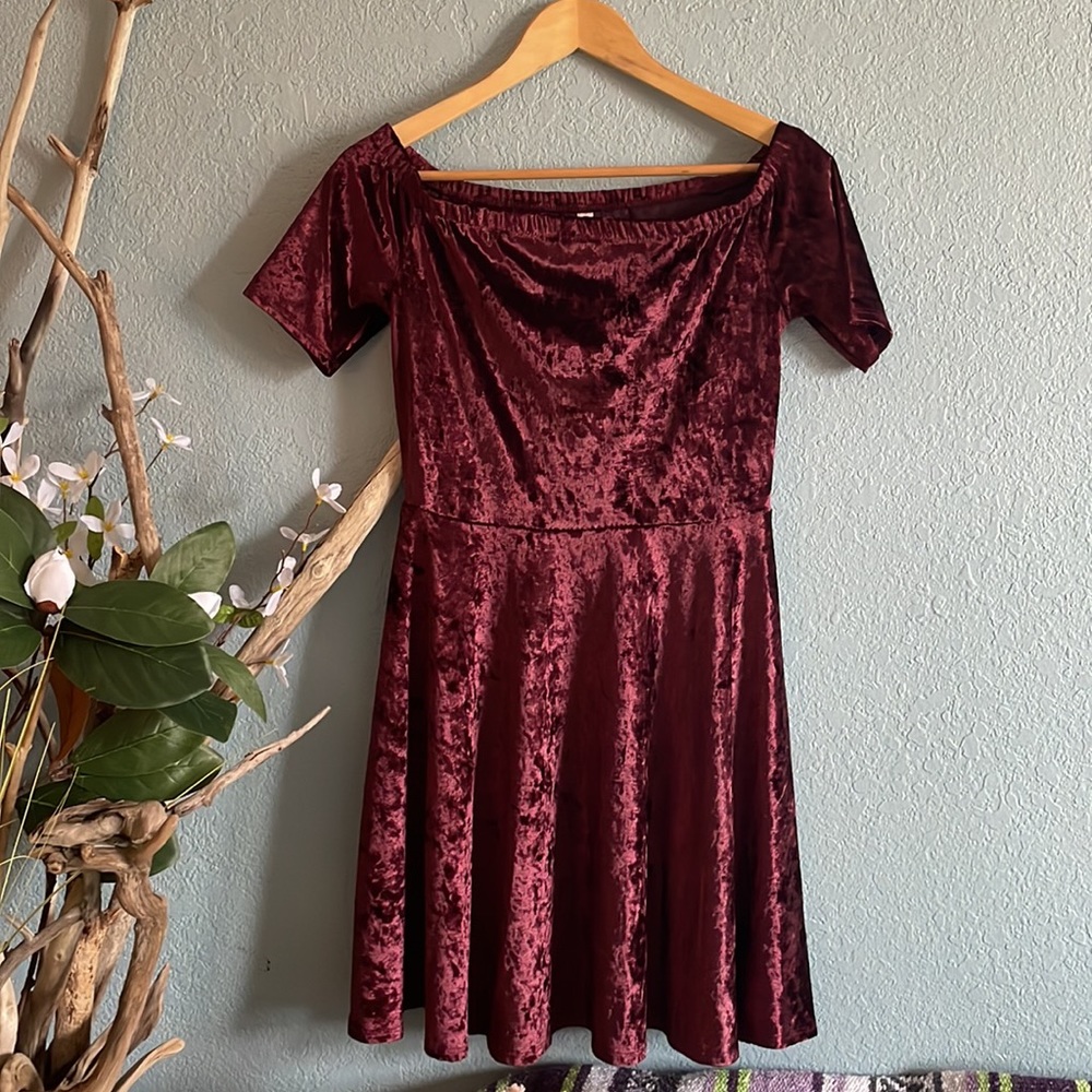 Burgundy velvet dress
